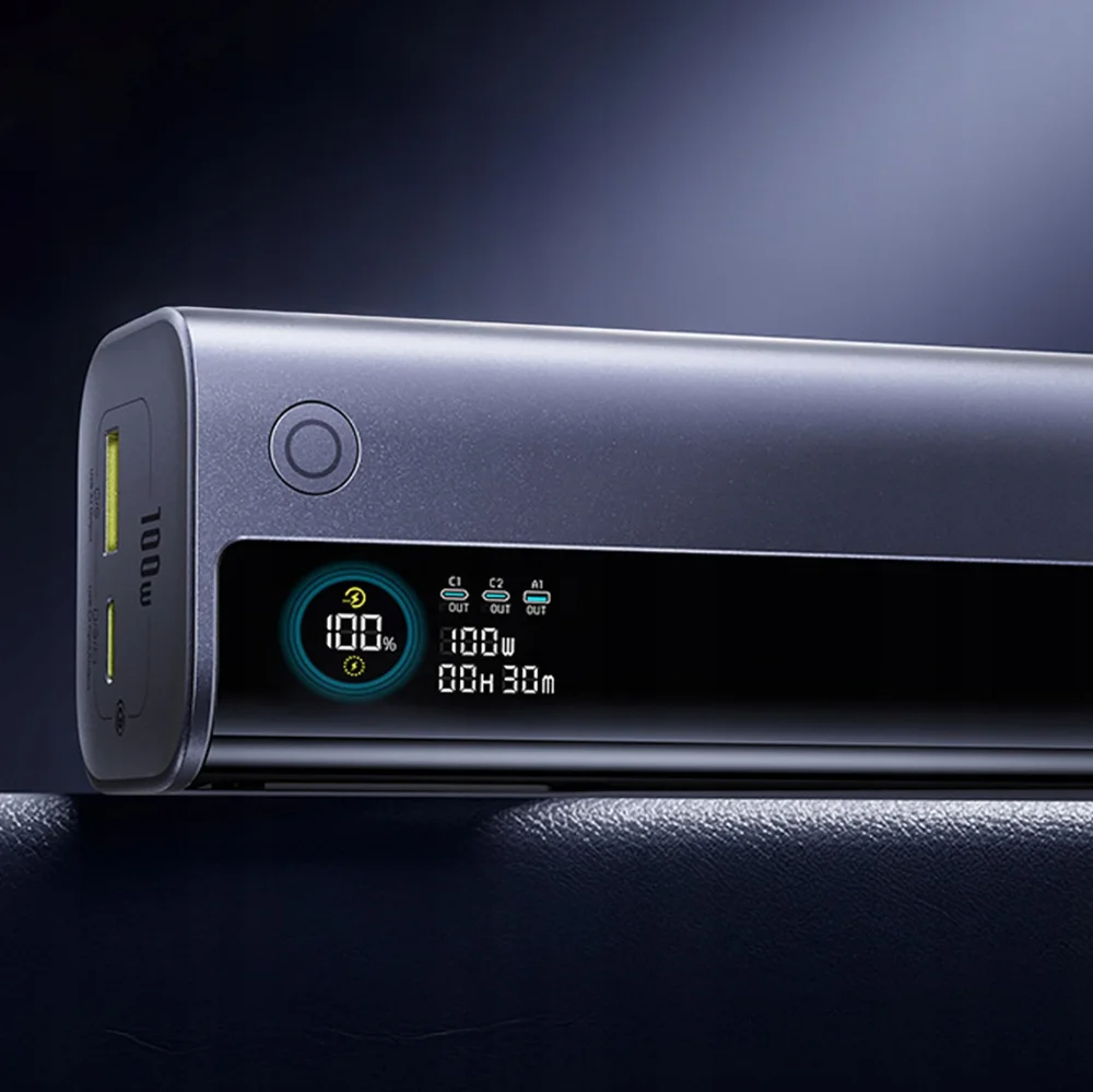 Externer Akku Baseus EnerGeek GR11, 10000mAh, 100W, QC + PD, 1 x USB-A - 2 x USB-C, Grau E0027A01