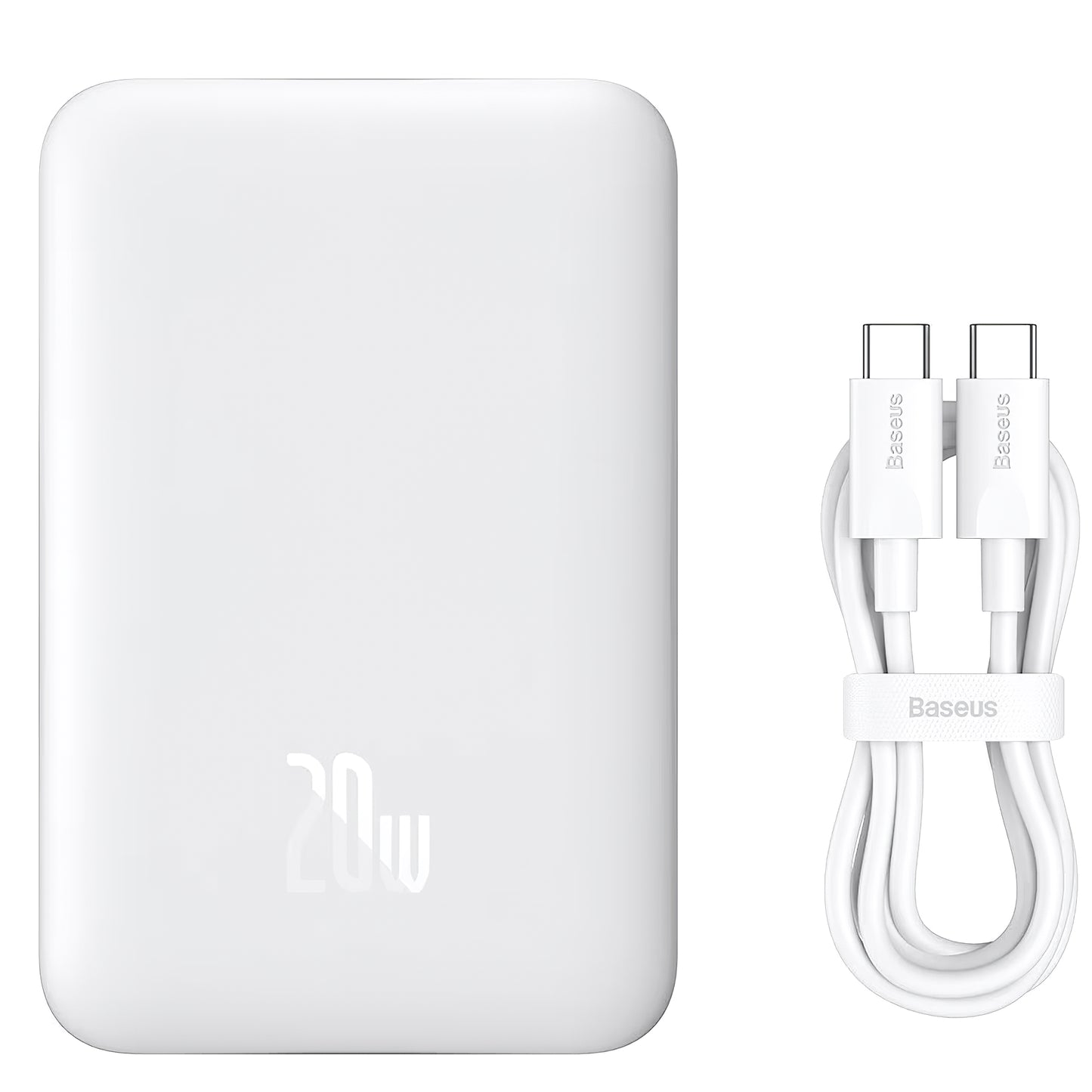 Externe Batterij Baseus Magnetic Mini, 10000mAh, 20W, PD + FQI, 1 x USB-C, Wit P10059001223-00