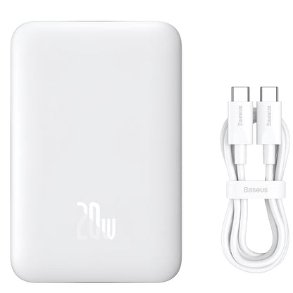 Externe Batterij Baseus Magnetic Mini, 10000mAh, 20W, PD + FQI, 1 x USB-C, Wit P10059001223-00