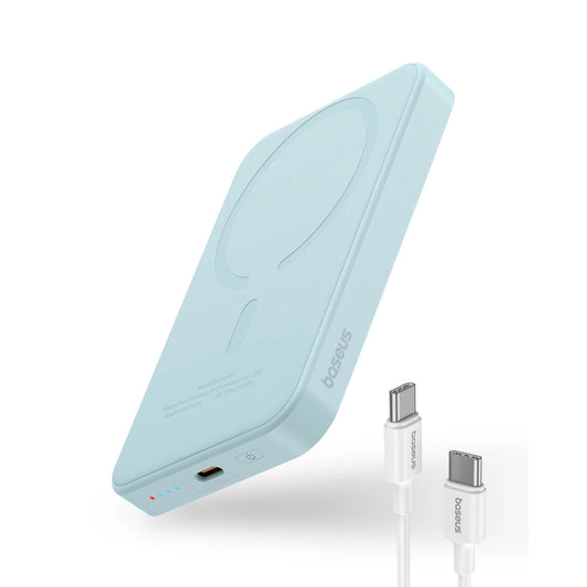 Baseus Magnetic Mini Draadloze Externe Batterij, 5000mAh, 20W, PD + FQI, 1 x QI - 1 x USB-C, Blauw P10022107313-00 