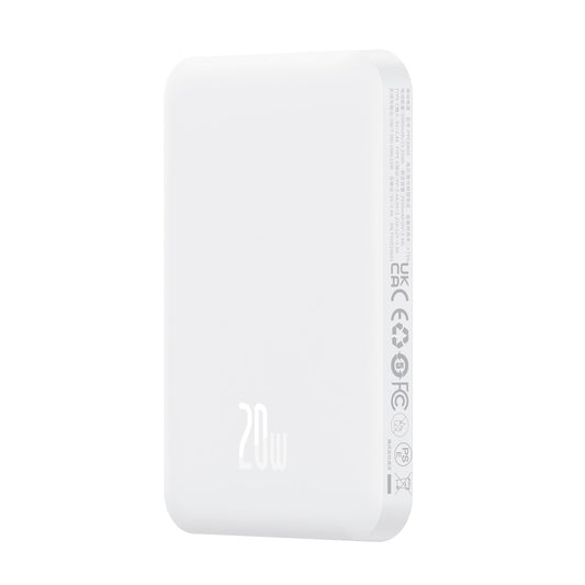 Baseus Magnetic Mini Draadloze Externe Batterij, 5000mAh, 20W, PD + FQI, 1 x QI - 1 x USB-C, Wit P1002210722223-00 