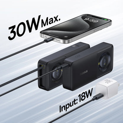 Batterie Externe Baseus OS Free2Pull, 10000mAh, 30W, PD, 2 x USB-C, Noire P10073701123-00