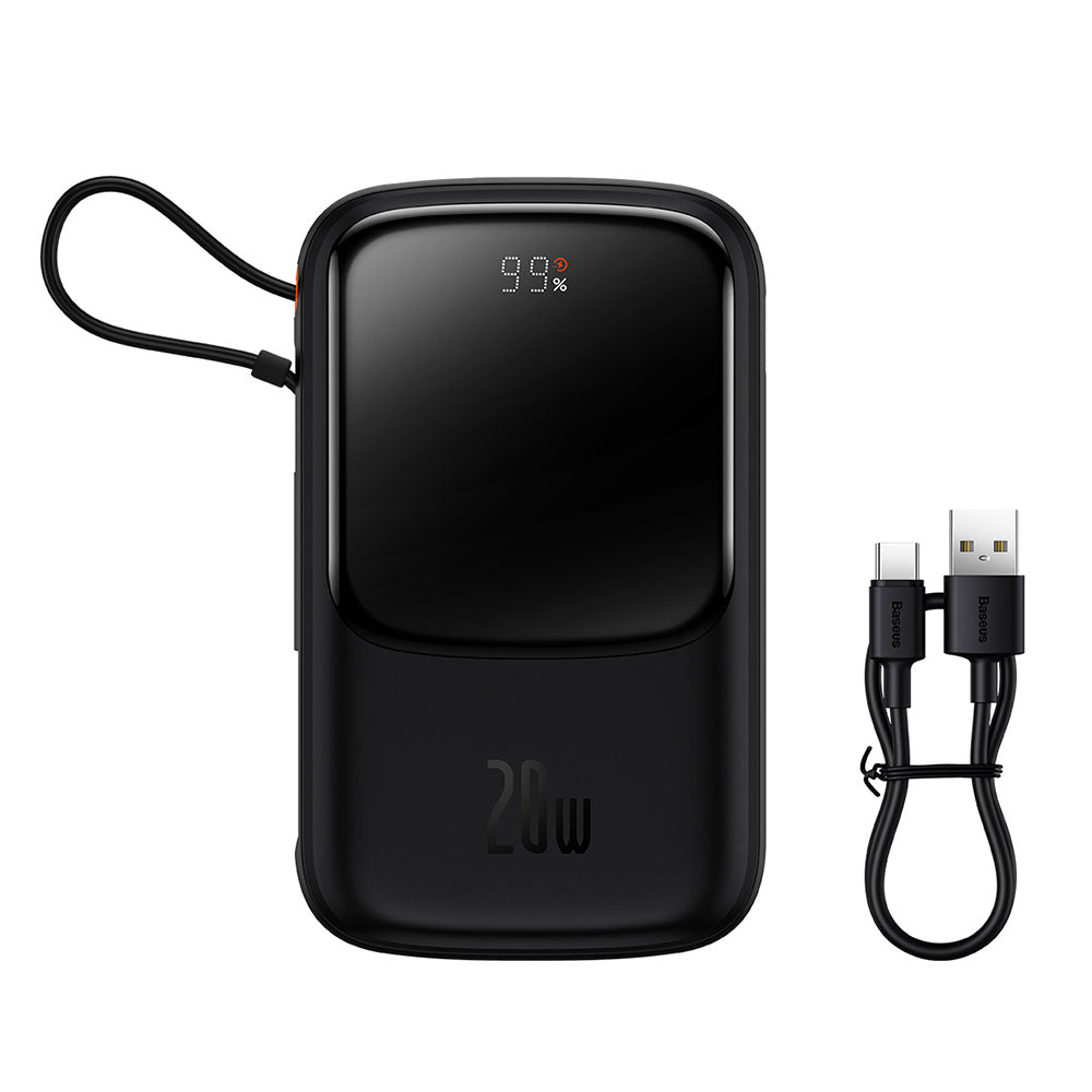 Externer Akku Baseus Qpow Pro, 10000mAh, 20W, QC + PD, 1 x Lightning - 1 x USB-A - 1 x USB-C, Schwarz PPQD020001