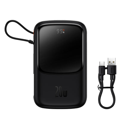 Externer Akku Baseus Qpow Pro, 10000mAh, 20W, QC + PD, 1 x Lightning - 1 x USB-A - 1 x USB-C, Schwarz PPQD020001