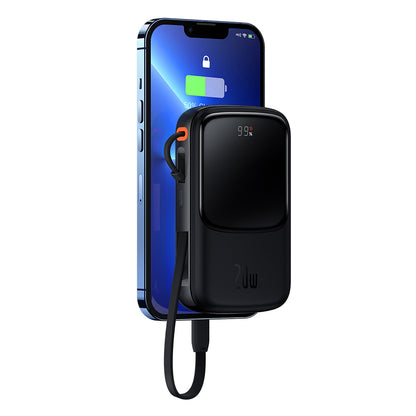 Externer Akku Baseus Qpow Pro, 10000mAh, 20W, QC + PD, 1 x Lightning - 1 x USB-A - 1 x USB-C, Schwarz PPQD020001