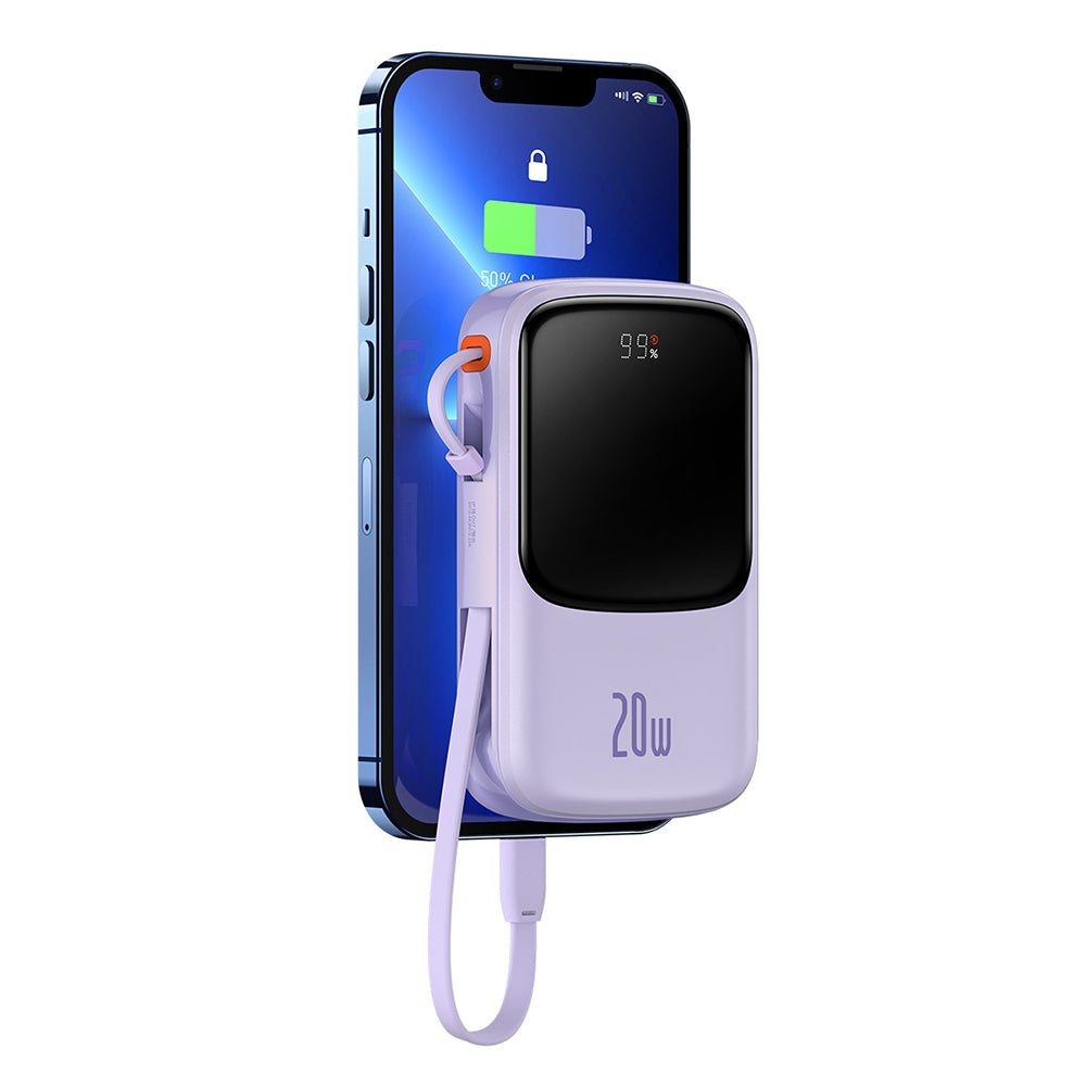 Externe Batterij Baseus Qpow Pro, 20000mAh, 20W, QC + PD, 1 x Lightning - 1 x USB-A - 1 x USB-C, Paars PPQD030005