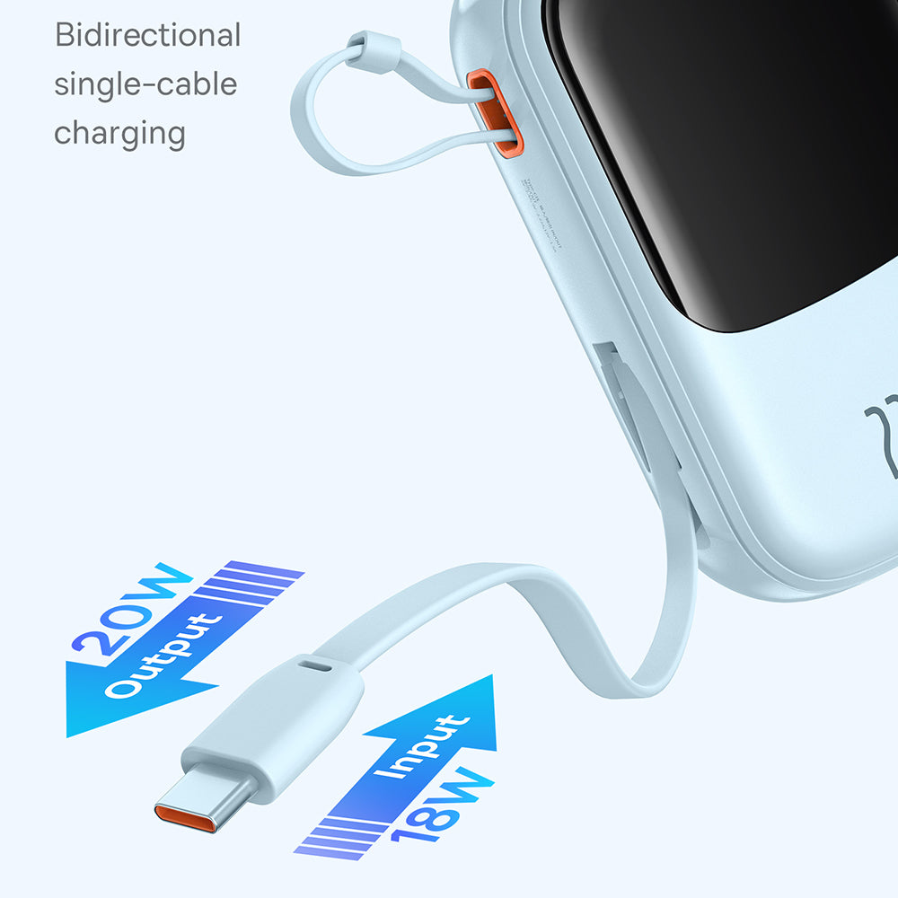 Batterie Externe Baseus Qpow Pro+, 20000mAh, 22.5W, QC + PD, 1 x USB-A - 2 x USB-C, Bleue P10067103313-00