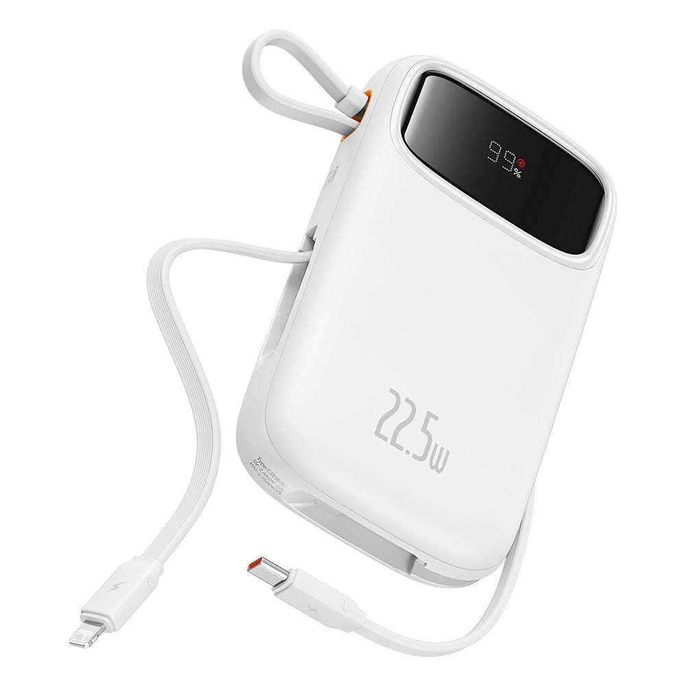 Externe Batterij Baseus Qpow2, 20000mAh, 22.5W, QC + PD, 1 x Lightning - 1 x USB-A - 2 x USB-C, Wit P10055002223-00