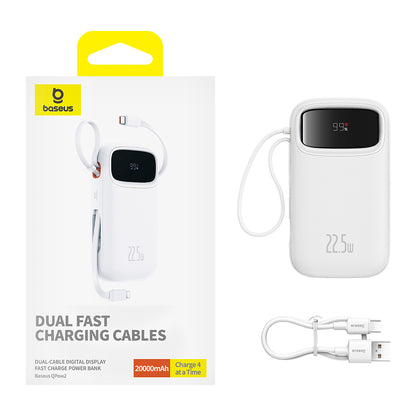 Externe Batterij Baseus Qpow2, 20000mAh, 22.5W, QC + PD, 1 x Lightning - 1 x USB-A - 2 x USB-C, Wit P10055002223-00