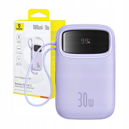 Externe Batterij Baseus Qpow2, 10000mAh, 30W, QC + PD, 1 x USB-A - 3 x USB-C, Paars P10055008513-00