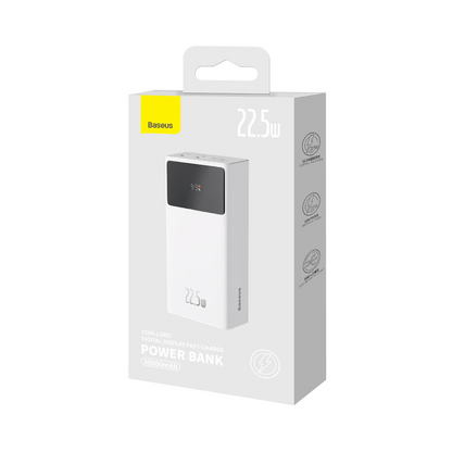 Externe Batterie Baseus Star Lord, 30000mAh, 22,5W, QC + PD, 1 x USB-C - 2 x USB-A, Weiß PPXJ080102