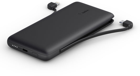 Externe Batterie Belkin BoostCharge Plus, 10000mAh, 23W, QC + PD, 1 x Lightning - 2 x USB-C, Schwarz BPB006btBLK