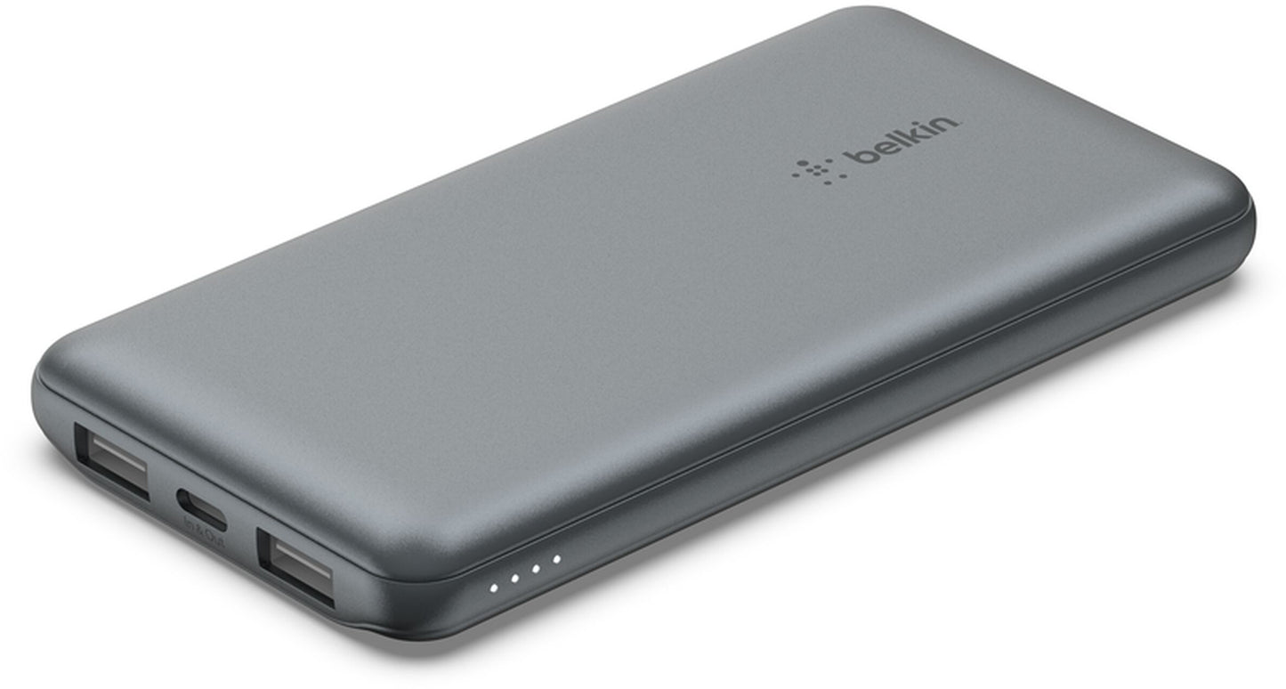 Externe batterij Belkin BoostCharge, 10000mAh, 15W, 1 x USB-C - 2 x USB-A, Grijs BPB011btGY
