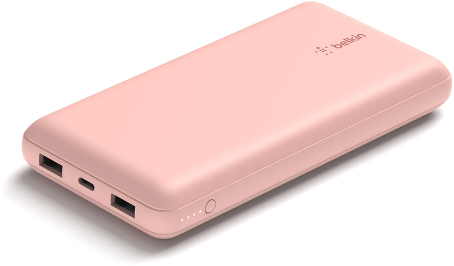 Externe batterij Belkin BoostCharge, 20000mAh, 15W, 1 x USB-C - 2 x USB-A, Roze Goud BPB012btRG