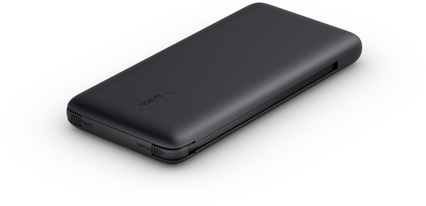 Externe batterij Belkin BoostCharge Plus, 10000mAh, 23W, QC + PD, 1 x Lightning - 2 x USB-C, Zwart BPB006btBLK
