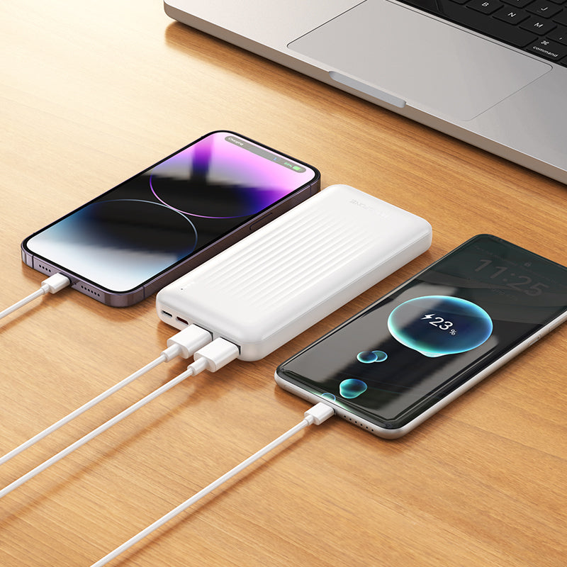 Borofone BJ78 Clever Externe Batterij, 10000mAh, 10W, 2 x USB-A, Wit