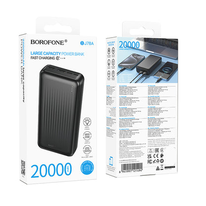 Batterie Externe Borofone BJ78A Clever, 20000mAh, 10W, 2 x USB-A, Noire