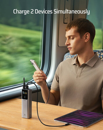 Externe Batterij Cuktech, 10000mAh, 150W, QC + PD, 1 x USB-A - 1 x USB-C, Grijs CKPB100PGLBK