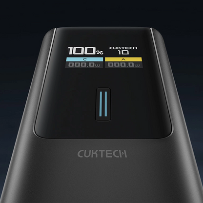 Externe Batterij Cuktech, 10000mAh, 150W, QC + PD, 1 x USB-A - 1 x USB-C, Zwart CKPB100PGLBL