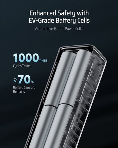 Externe Batterij Cuktech, 10000mAh, 150W, QC + PD, 1 x USB-A - 1 x USB-C, Grijs CKPB100PGLBK