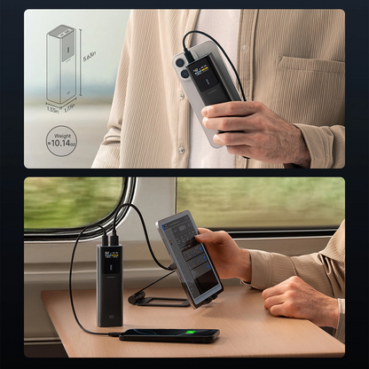 Externe Batterij Cuktech, 10000mAh, 150W, QC + PD, 1 x USB-A - 1 x USB-C, Zwart CKPB100PGLBL