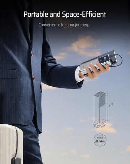 Externe Batterij Cuktech, 10000mAh, 150W, QC + PD, 1 x USB-A - 1 x USB-C, Grijs CKPB100PGLBK