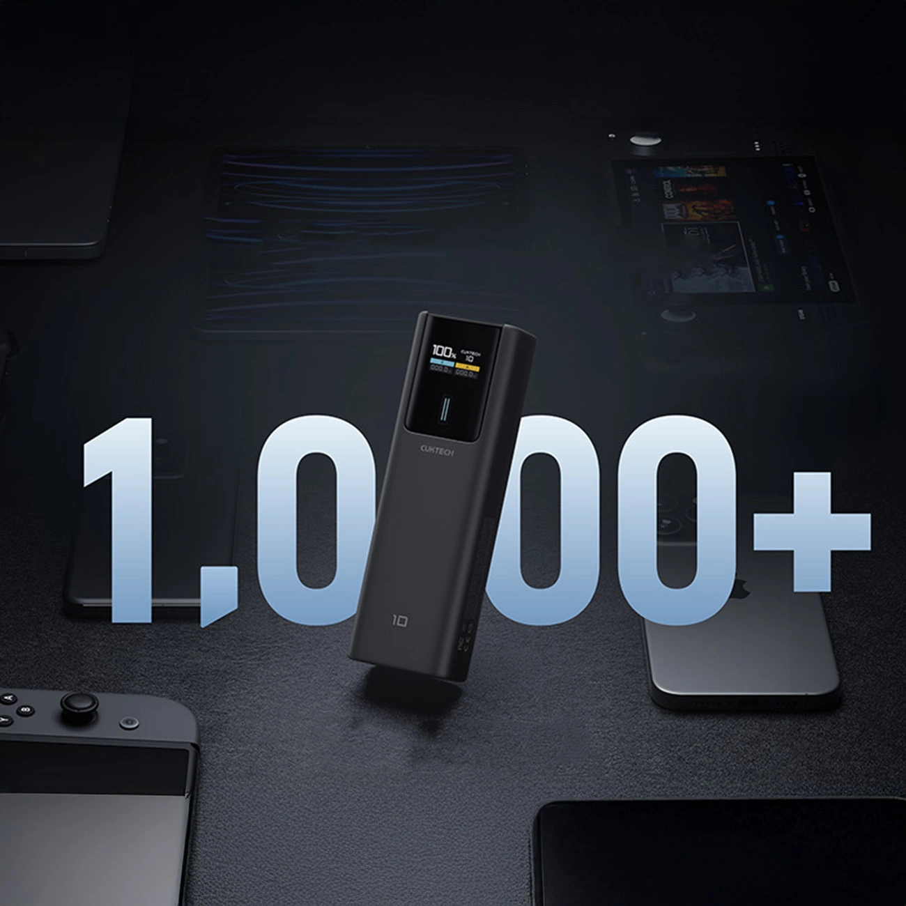 Externe Batterij Cuktech, 10000mAh, 150W, QC + PD, 1 x USB-A - 1 x USB-C, Zwart CKPB100PGLBL