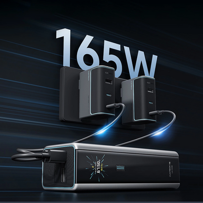 Externe Batterij Cuktech, 20000mAh, 210W, QC + PD, 1 x USB-A - 2 x USB-C, Grijs CKPB200UGLGR