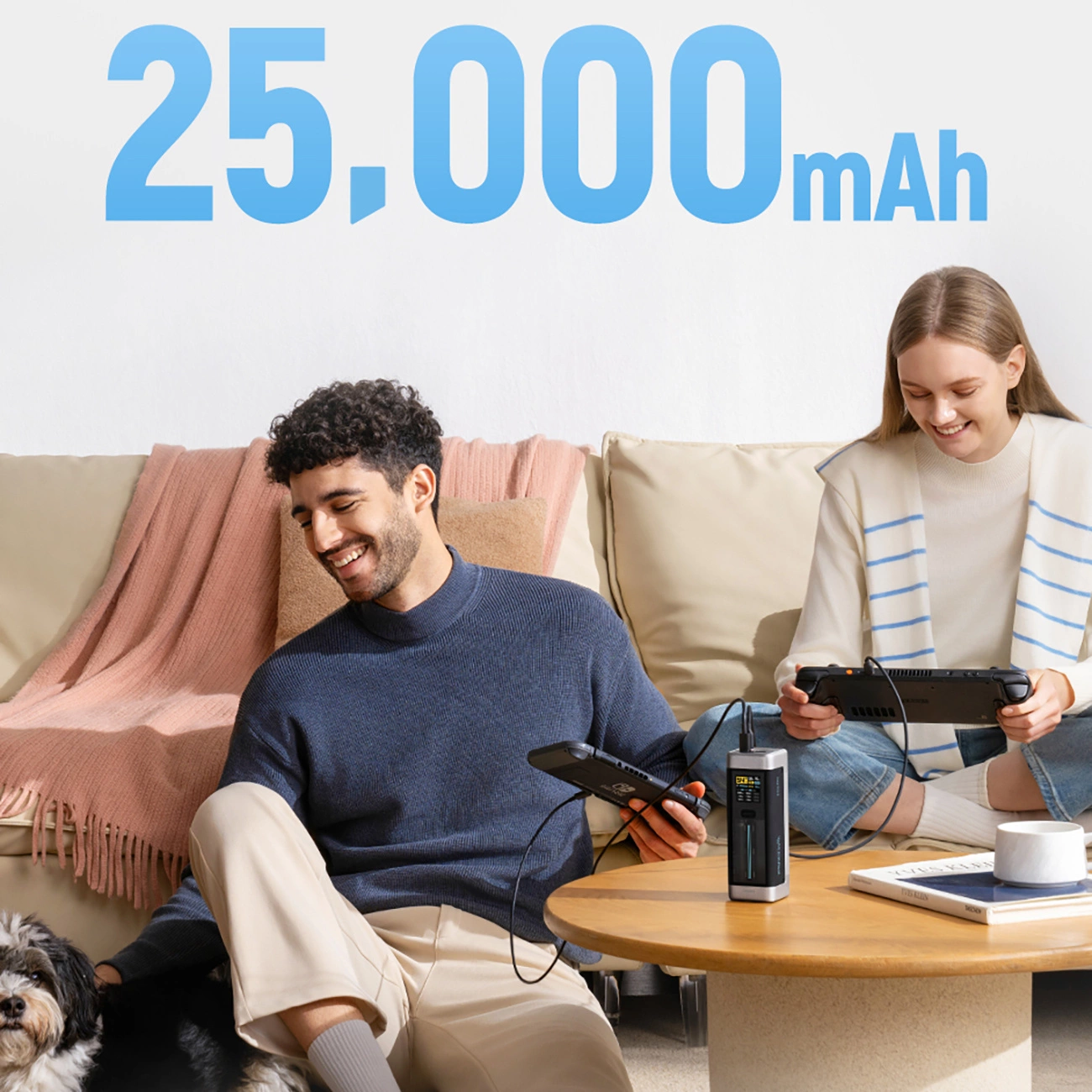 Externe Batterij Cuktech, 25000mAh, 210W, QC + PD, 1 x USB-A - 2 x USB-C, Zwart CUK00P23GLBK