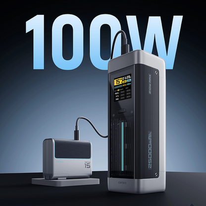 Externe Batterij Cuktech, 25000mAh, 210W, QC + PD, 1 x USB-A - 2 x USB-C, Zwart CUK00P23GLBK