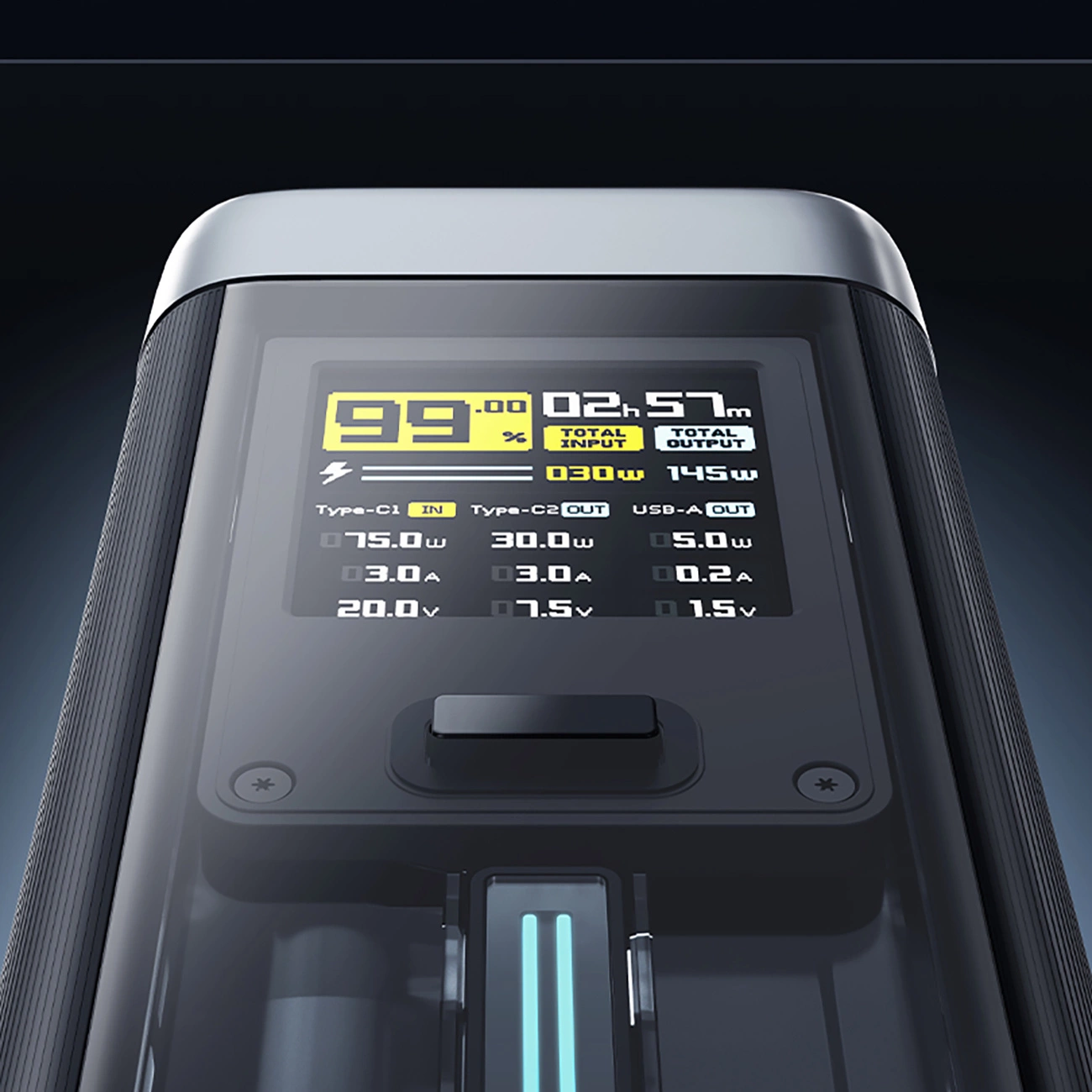 Externe Batterij Cuktech, 25000mAh, 210W, QC + PD, 1 x USB-A - 2 x USB-C, Zwart CUK00P23GLBK