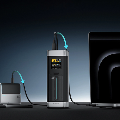 Externe Batterij Cuktech, 25000mAh, 210W, QC + PD, 1 x USB-A - 2 x USB-C, Zwart CUK00P23GLBK