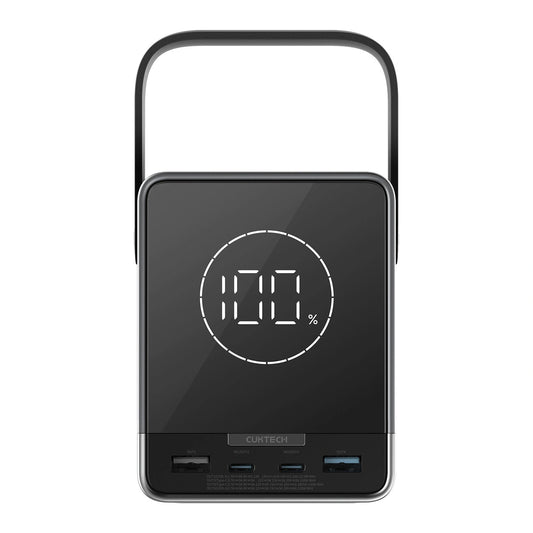 Externe batterij Cuktech, 40000mAh, 300W, QC + PD + FQI, 1 x QI - 2 x USB-A - 2 x USB-C, Zwart