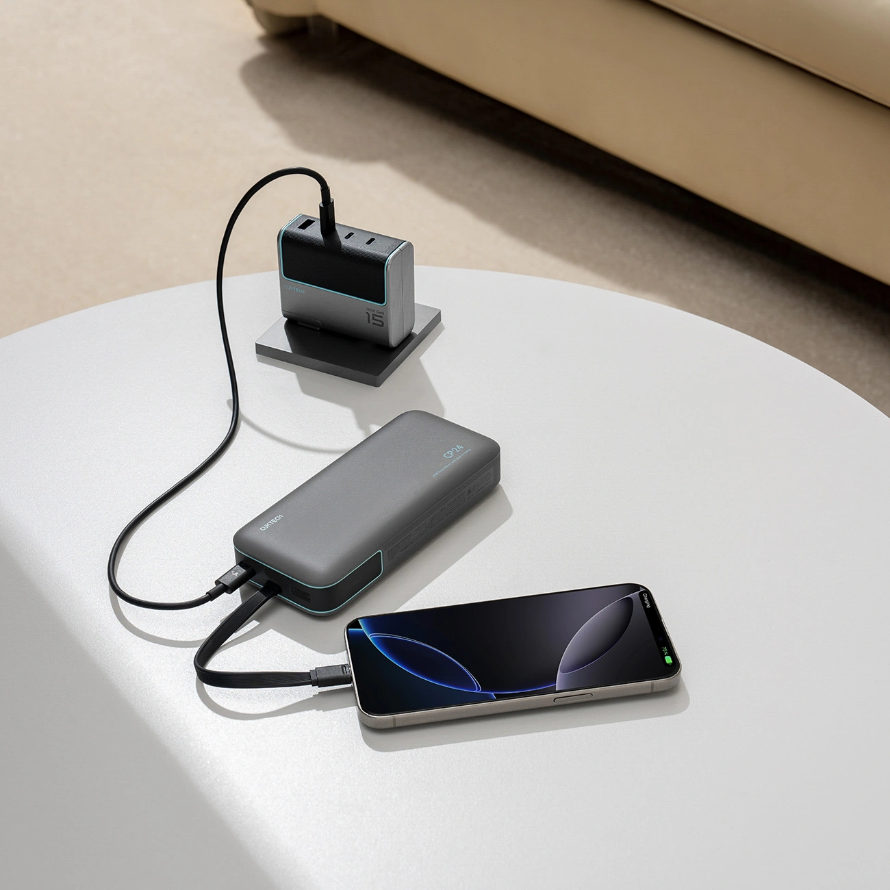 Batterie Externe Cuktech LPB200N, 20000mAh, 40W, QC + PD, 1 x USB-A - 2 x USB-C, Noire