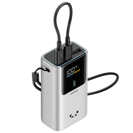 Externe batterij Cuktech PB1055, 10000mAh, 55W, QC + PD, 1 x USB-A - 2 x USB-C, Grijs CKPB1055GBTG