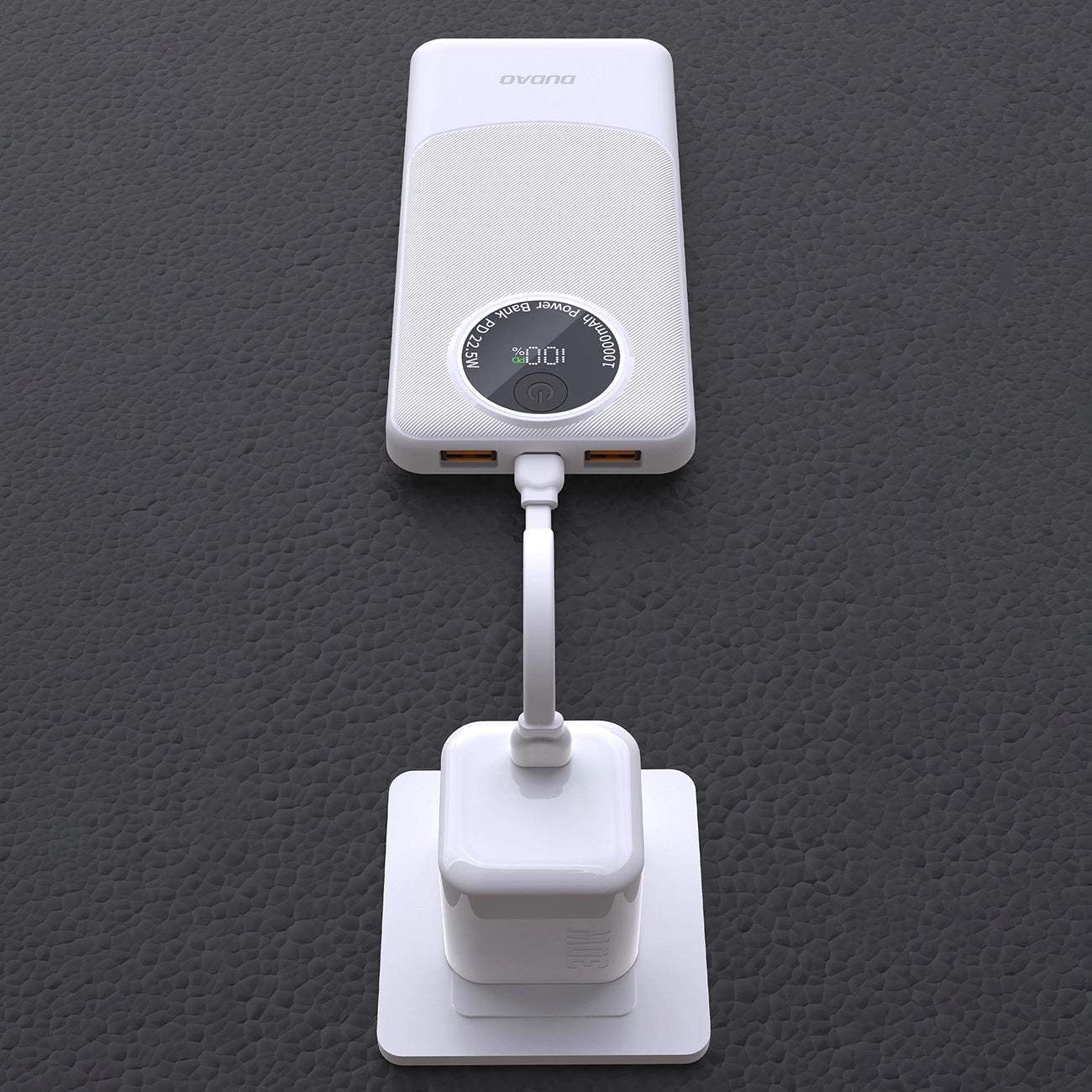 Externer Akku Dudao K12, 10000mAh, 22.5W, QC + PD, 1 x USB-C - 2 x USB-A, Weiß