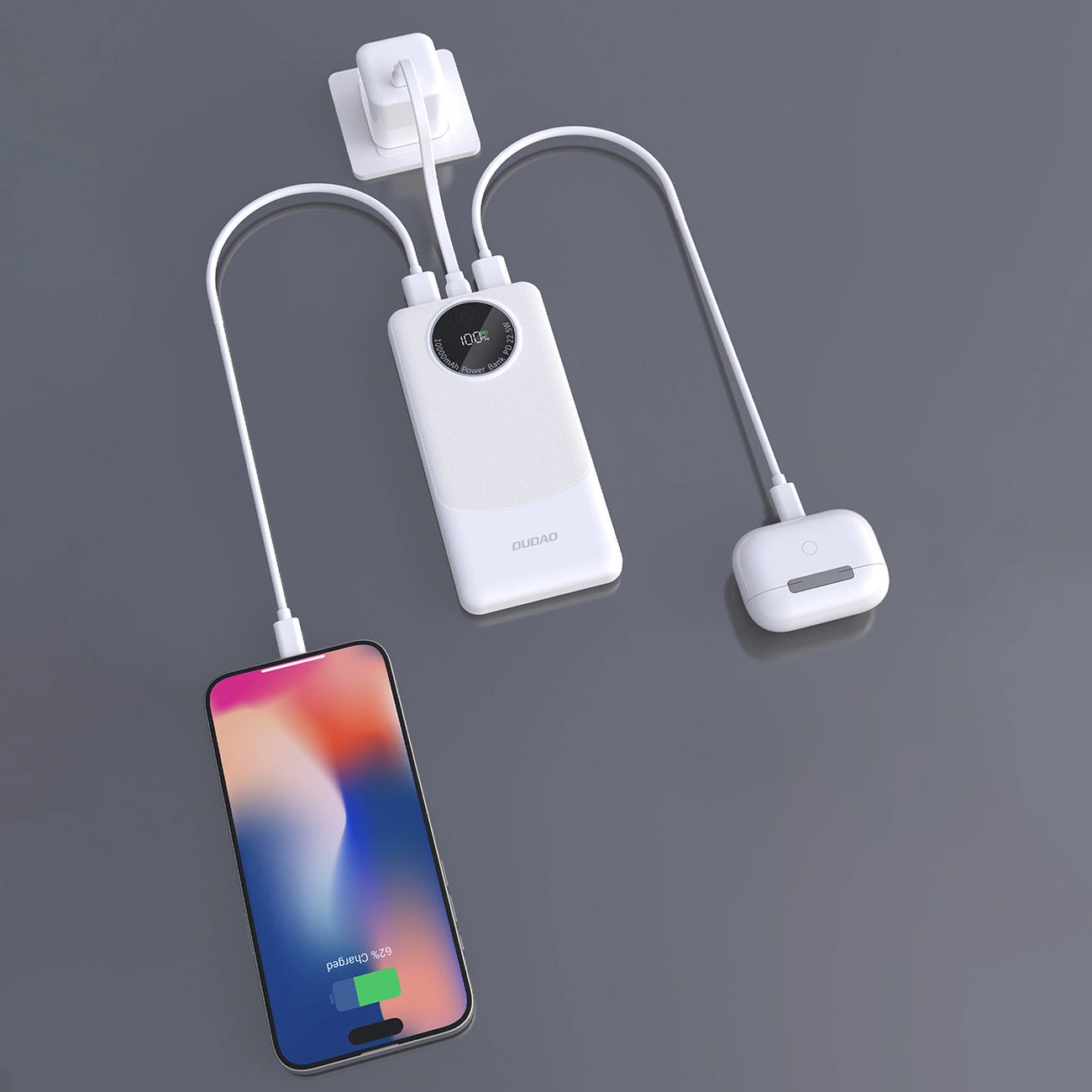 Batterie Externe Dudao K12, 10000mAh, 22.5W, QC + PD, 1 x USB-C - 2 x USB-A, Noire