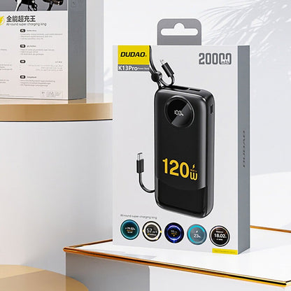 Externe Batterij Dudao K13, 10000mAh, 22.5W, QC + PD, 1 x Lightning - 1 x USB-A - 2 x USB-C, Zwart