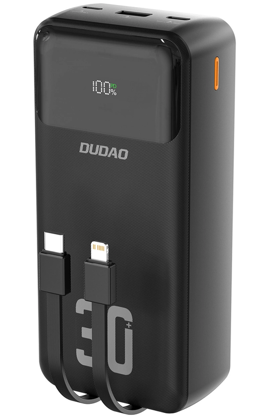 Externe batterij Dudao K15MAX, 30000mAh, 22.5W, QC + PD, 1 x USB-A - 2 x Lightning - 2 x USB-C, Zwart