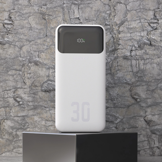 Externe batterij Dudao K15MAX, 30000mAh, 22.5W, QC + PD, 1 x USB-A - 2 x Lightning - 2 x USB-C, Wit