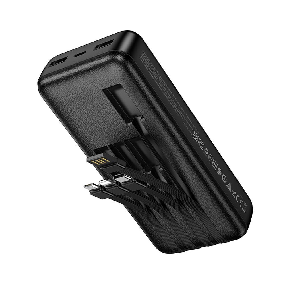 HOCO J163A powerbank, 20000 mAh, 10 W, 1 x Lightning - 1 x microUSB - 1 x USB-C - 2 x USB-A, zwart
