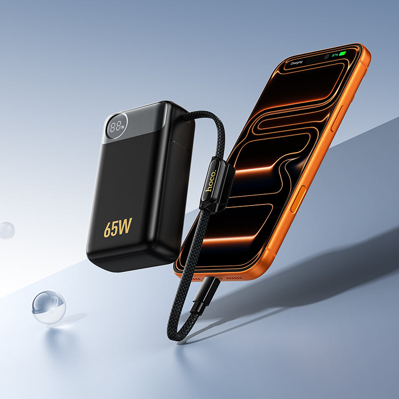 HOCO Q53 External Battery, 12000mAh, 65W, QC + PD, 1 x USB-A - 2 x USB-C, Black