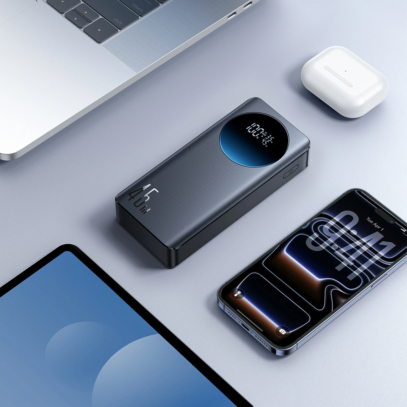 Joyroom JR-PBF02 Pro Externe Batterij, 20000mAh, 45W, QC + PD, 2 x USB-A - 2 x USB-C, Zwart