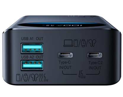 Joyroom JR-PBF02 Pro Externe Batterij, 20000mAh, 45W, QC + PD, 2 x USB-A - 2 x USB-C, Zwart