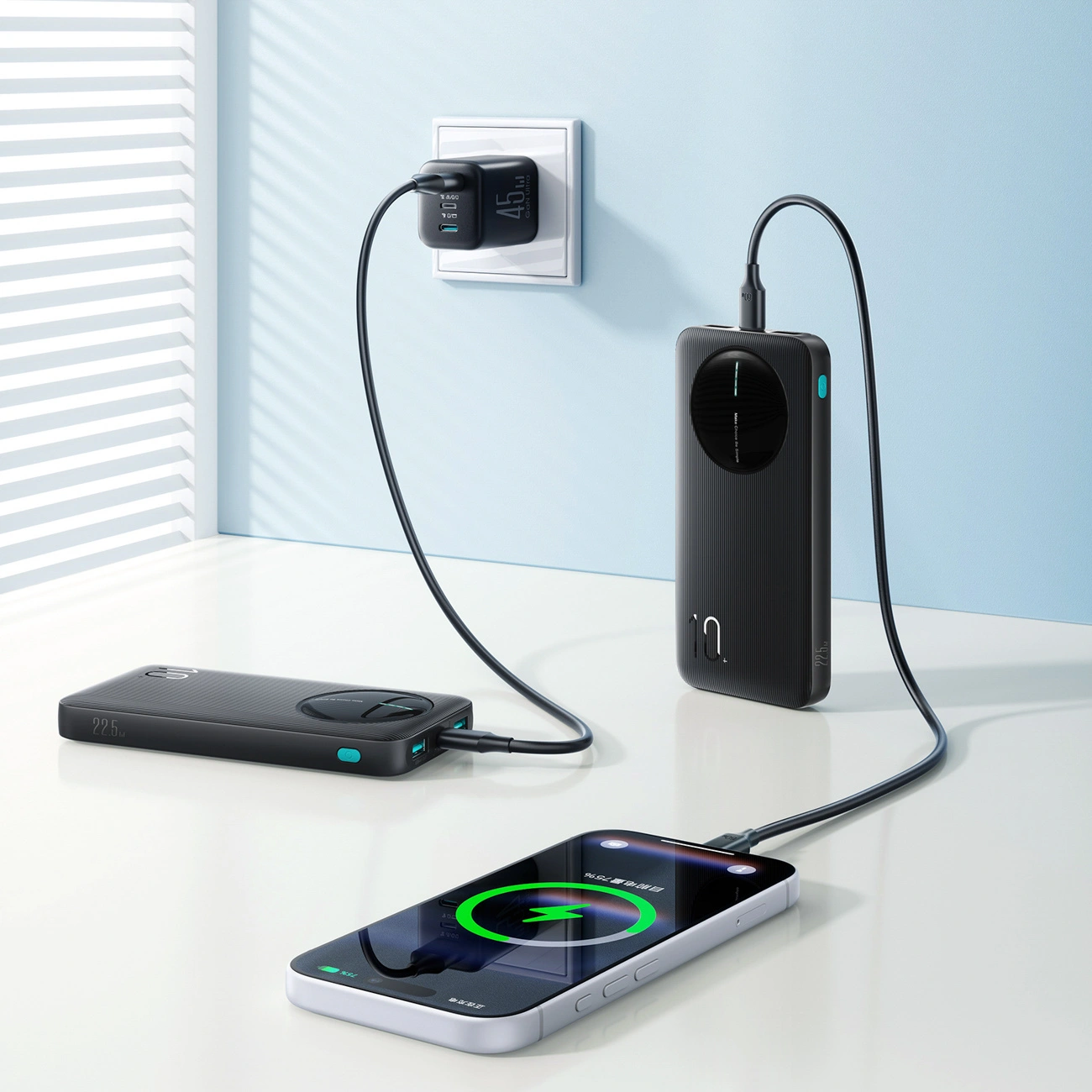 Batterie Externe Joyroom JR-PBF12 Pro, 10000mAh, 22,5W, QC + PD, 1 x USB-C - 2 x USB-A, Noire