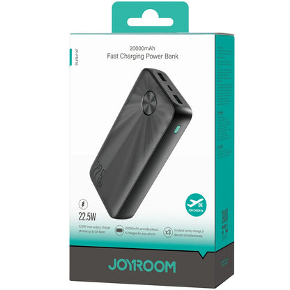 Joyroom JR-PBF16 Externe Batterij, 20000mAh, 22,5W, QC + PD, 1 x USB-C - 2 x USB-A, Zwart 