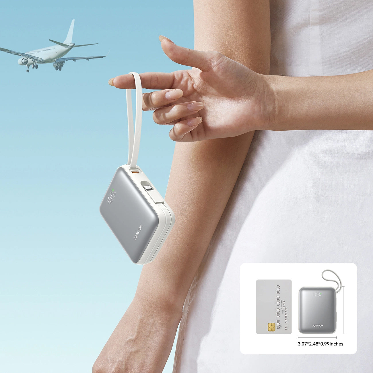 Joyroom JR-PBF27 External Battery, 10000mAh, 22.5W, PD, 1 x Lightning - 2 x USB-C, White