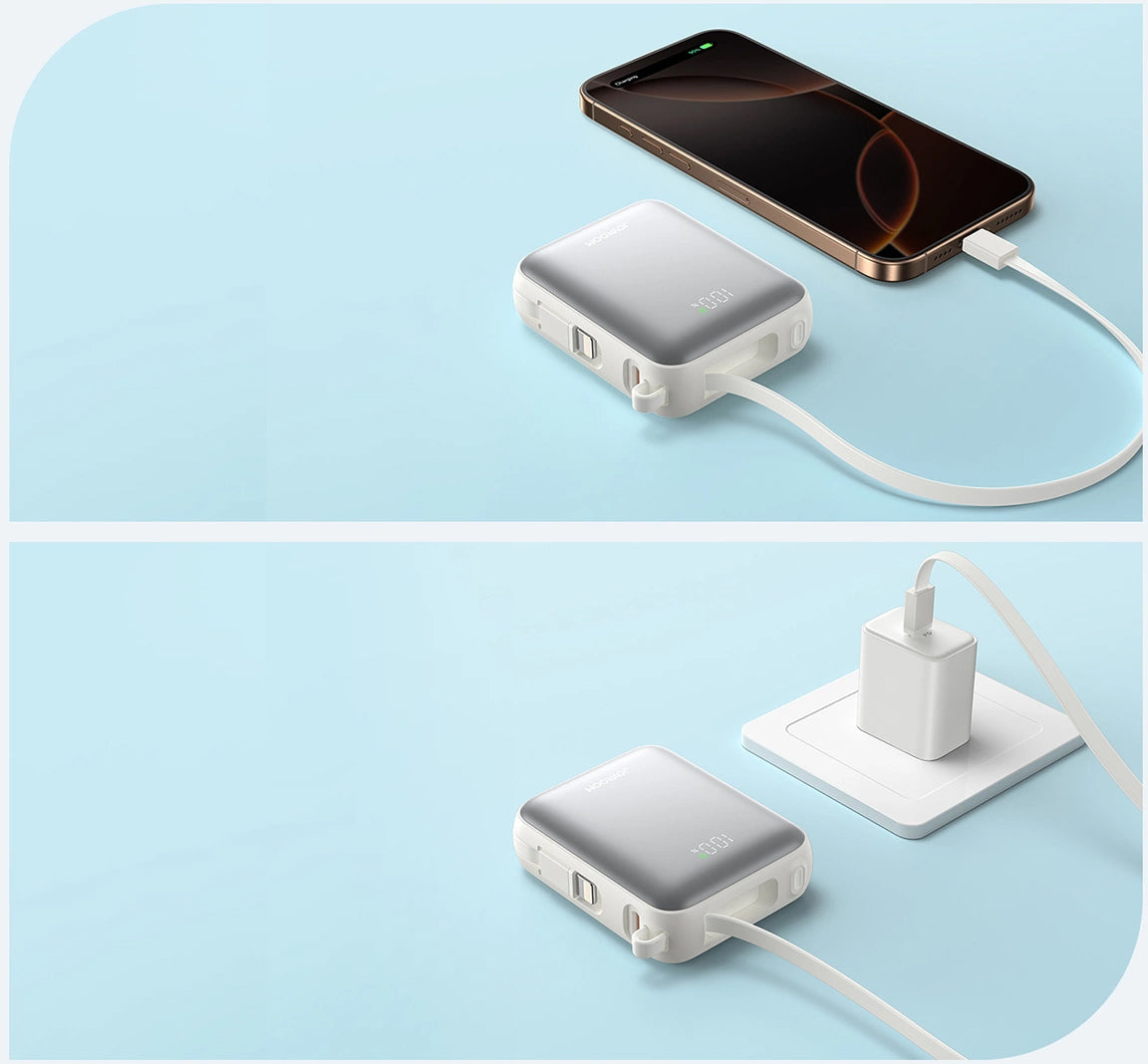 Joyroom JR-PBF27 External Battery, 10000mAh, 22.5W, PD, 1 x Lightning - 2 x USB-C, White