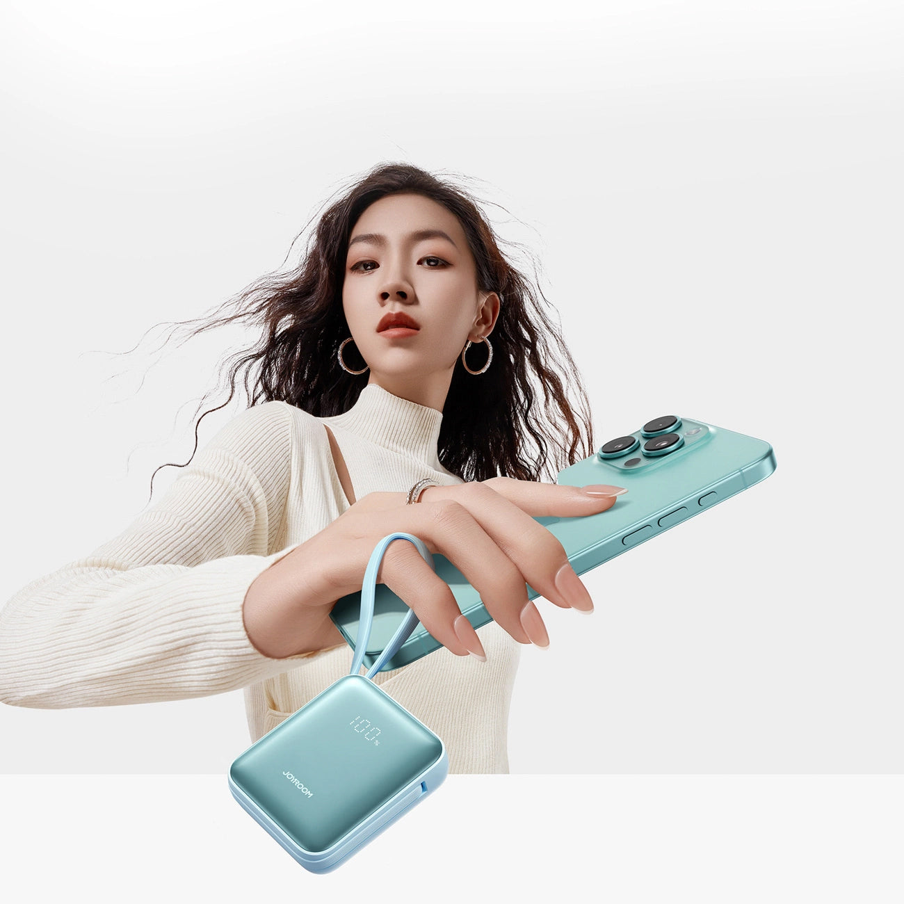 Batterie Externe Joyroom JR-PBF27, 10000mAh, 22.5W, PD, 1 x Lightning - 2 x USB-C, Bleue