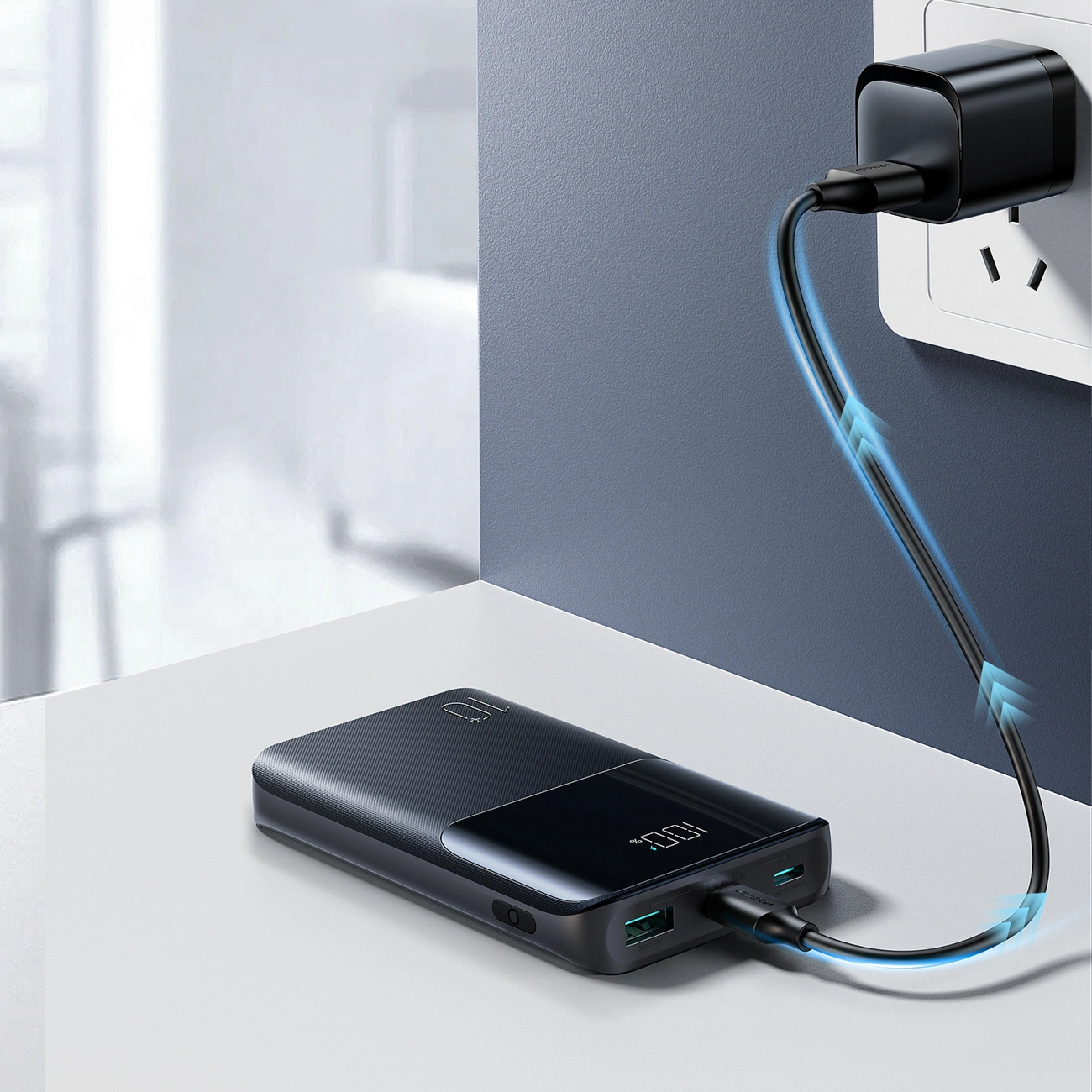 Externer Akku Joyroom JR-QP191, 10000mAh, 22.5W, QC + PD, 1 x USB-A - 2 x USB-C, Schwarz
